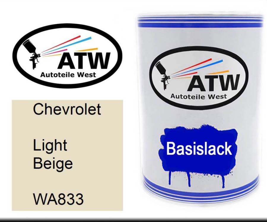 Chevrolet, Light Beige, WA833: 500ml Lackdose, von ATW Autoteile West.